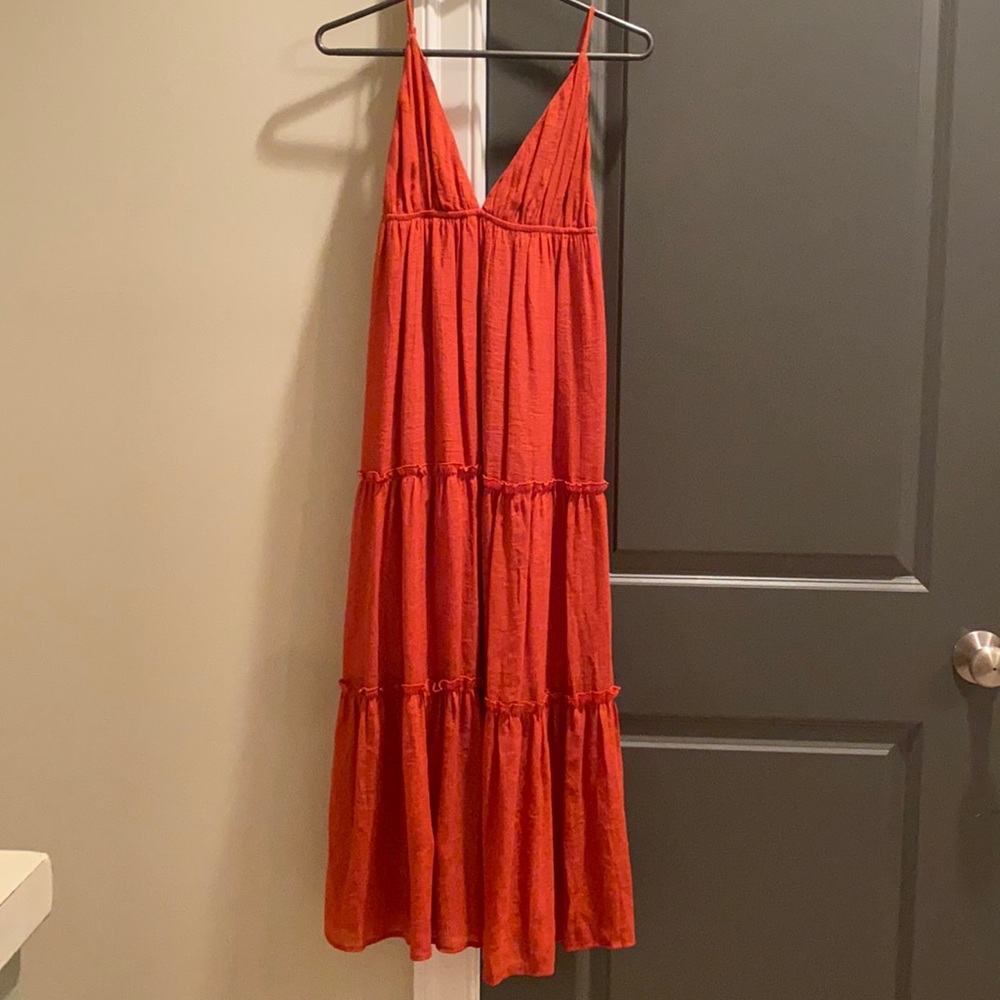 Cupshe Maxi Orange Ruffled Dress
